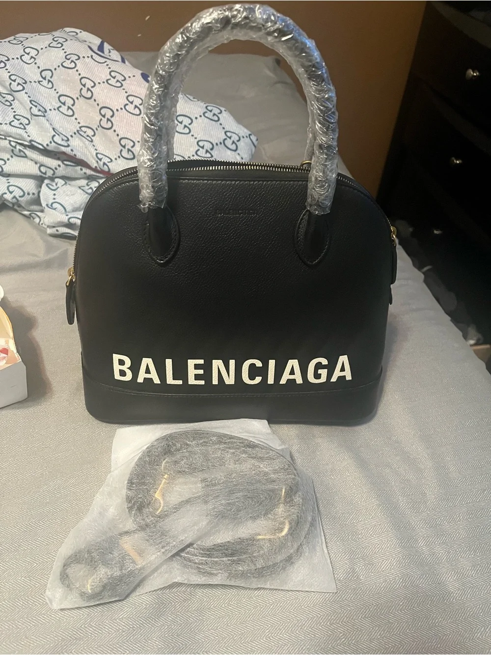 Balenciaga Black Satchel with White Logo